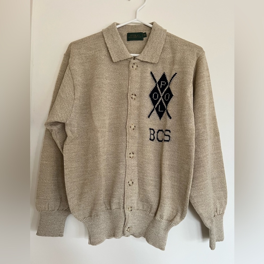 Brand new Vintage men's Polo British Country Spirit Wool Sweater Cardigan